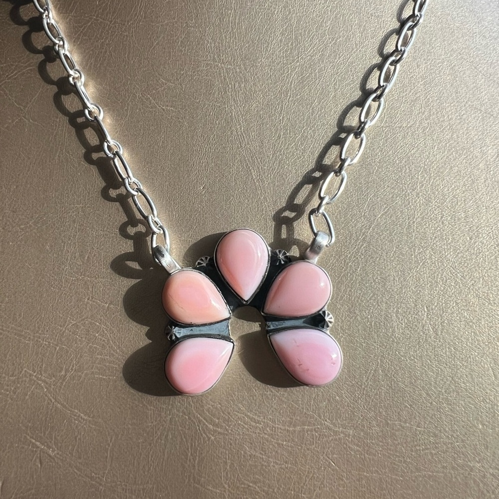 SOLD Pink Conch Silver Necklace